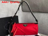 Prada Roller Shoulder Bag in Red Nylon and Black Leather Replica