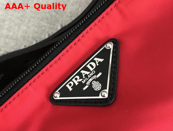Prada Roller Shoulder Bag in Red Nylon and Black Leather Replica
