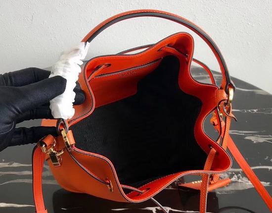 Prada Saffiano Leather Bucket Bag in Orange