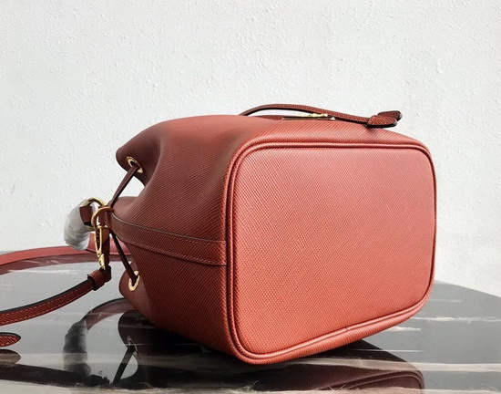 Prada Saffiano Leather Bucket Bag in Rust