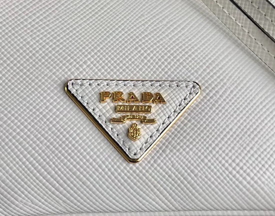 Prada Saffiano Leather Bucket Bag in White