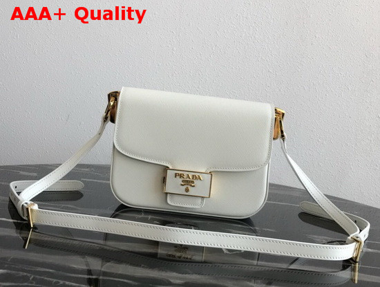 Prada Saffiano Leather Prada Embleme Bag in White Replica