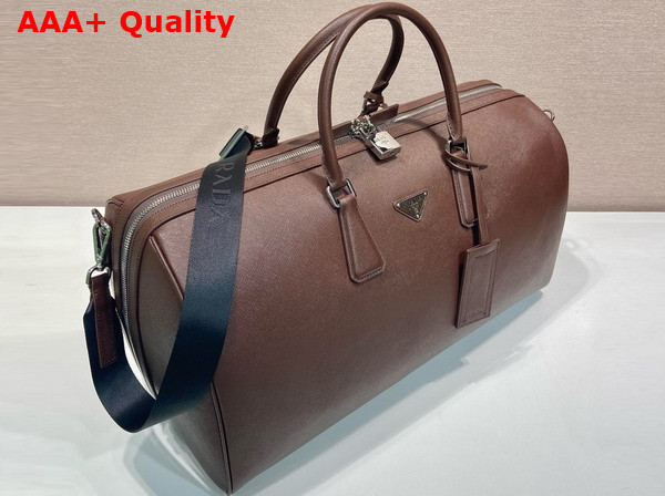 Prada Saffiano Leather Travel Bag in Coffee 2VC018 Replica