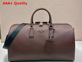 Prada Saffiano Leather Travel Bag in Coffee 2VC018 Replica