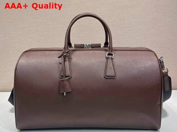 Prada Saffiano Leather Travel Bag in Coffee 2VC018 Replica