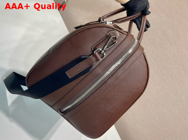 Prada Saffiano Leather Travel Bag in Coffee 2VC018 Replica
