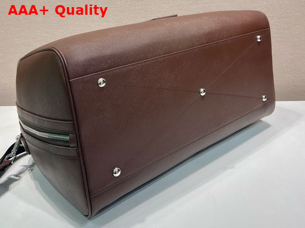 Prada Saffiano Leather Travel Bag in Coffee 2VC018 Replica