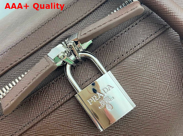 Prada Saffiano Leather Travel Bag in Coffee 2VC018 Replica