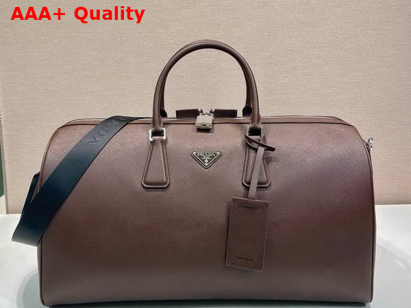 Prada Saffiano Leather Travel Bag in Coffee 2VC018 Replica
