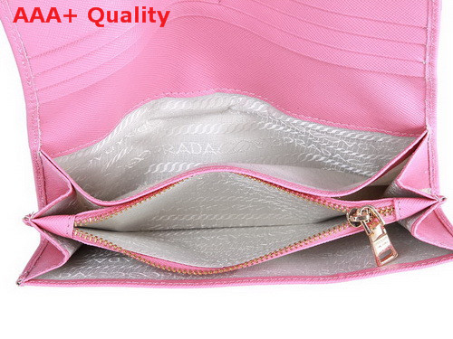 Prada Saffiano Leather Wallet With Leather Bow Prawn Pink Replica