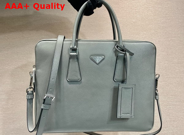 Prada Saffiano Leather Work Bag in Grey 2VE368 Replica
