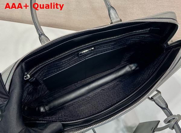 Prada Saffiano Leather Work Bag in Grey 2VE368 Replica
