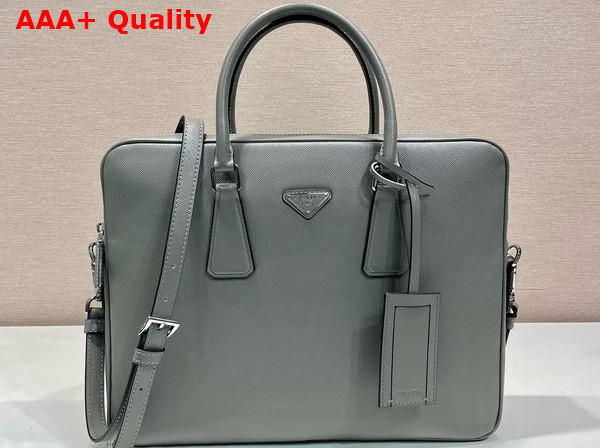 Prada Saffiano Leather Work Bag in Grey 2VE368 Replica