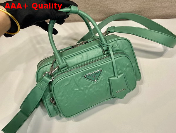 Prada Sage Green Antique Nappa Leather Multi Pocket Top Handle Bag 1BB099 Replica
