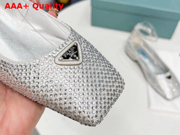 Prada Satin Ballerinas with Crystals Silver Replica