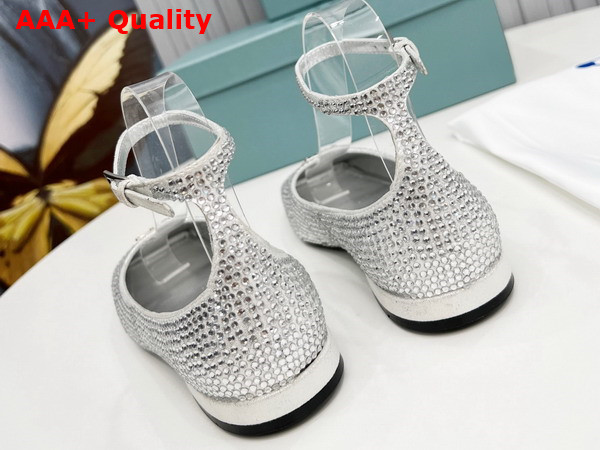 Prada Satin Ballerinas with Crystals Silver Replica