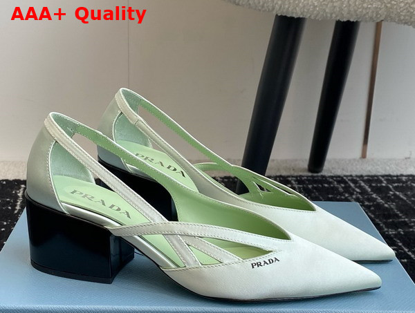 Prada Satin Cut Out Pumps in Aqua Green 1I741N Replica