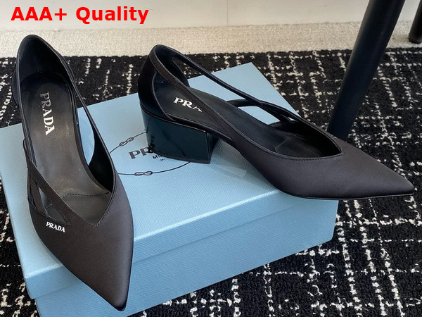 Prada Satin Cut Out Pumps in Black 1I741N Replica