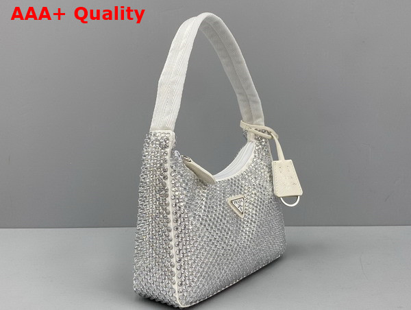 Prada Satin Mini Bag with Artificial Crystals White 1NE515 Replica
