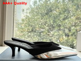 Prada Satin and Metallic Leather Mules in Black Replica