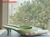 Prada Satin and Metallic Leather Mules in Dew Replica