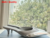 Prada Satin and Metallic Leather Mules in Grey Replica