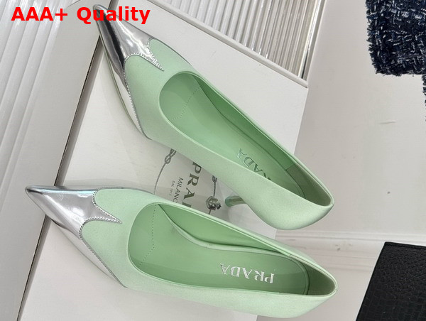Prada Satin and Metallic Leather Pumps in Dew 1I968N Replica