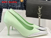 Prada Satin and Metallic Leather Pumps in Dew 1I968N Replica
