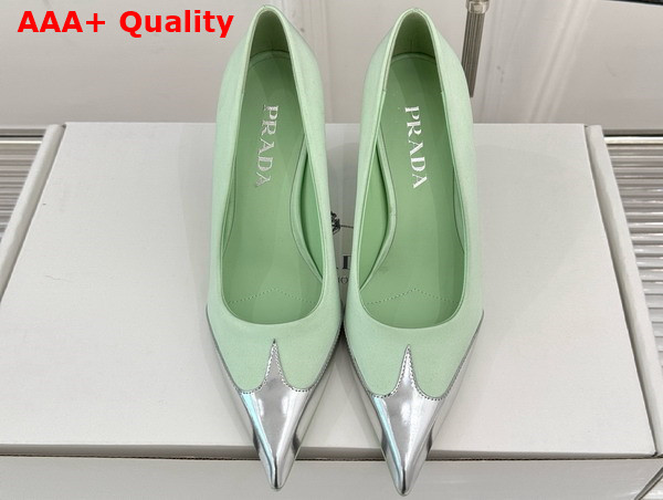 Prada Satin and Metallic Leather Pumps in Dew 1I968N Replica