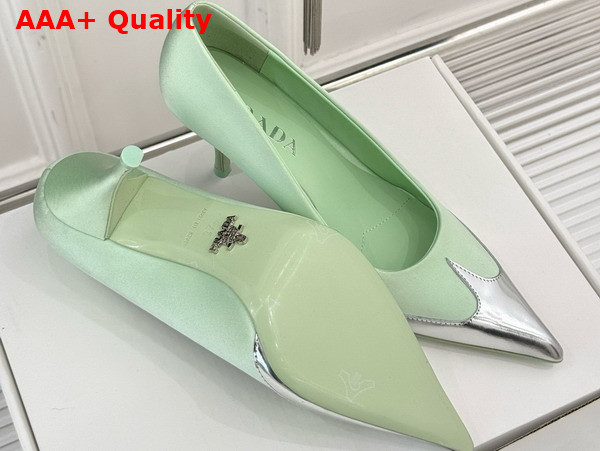 Prada Satin and Metallic Leather Pumps in Dew 1I968N Replica