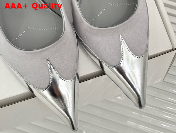 Prada Satin and Metallic Leather Pumps in Grey 1I968N Replica