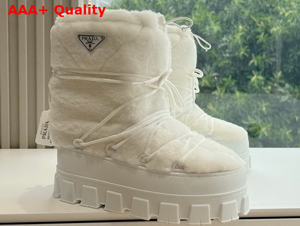 Prada Shearling Apres Ski Boots in White 1U032N Replica
