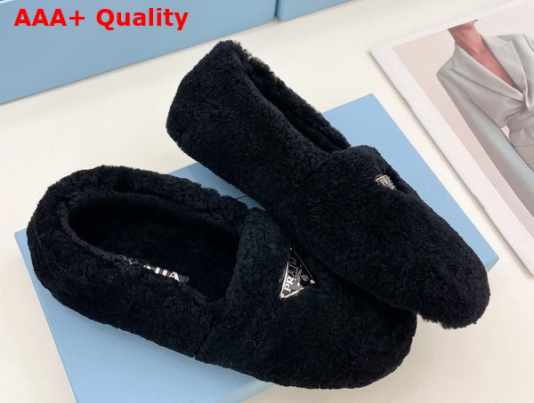 Prada Shearling Loafer in Black for Women Replica