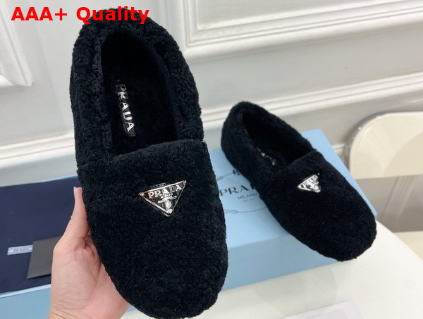 Prada Shearling Loafer in Black for Women Replica