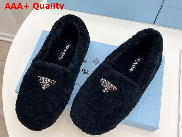 Prada Shearling Loafer in Black for Women Replica