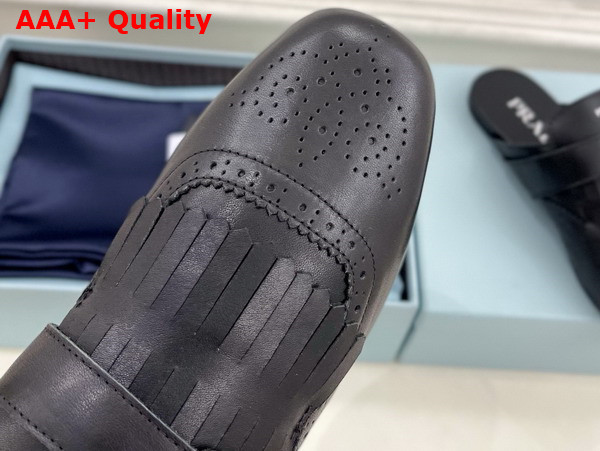 Prada Shuffle Fringed Leather Mules in Black 1S973N Replica