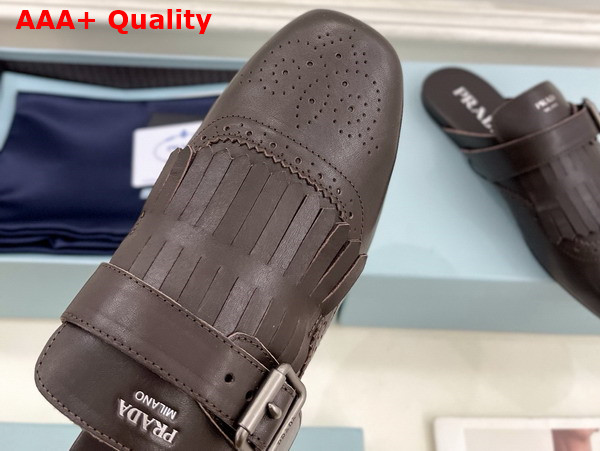 Prada Shuffle Fringed Leather Mules in Ebony 1S973N Replica