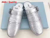Prada Shuffle Fringed Leather Mules in Silver 1S973N Replica