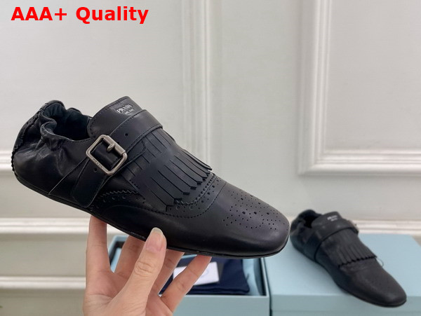 Prada Shuffle Fringed Monk Strap Shoes in Black 2EG473 Replica
