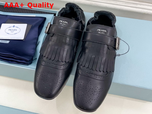 Prada Shuffle Fringed Monk Strap Shoes in Black 2EG473 Replica