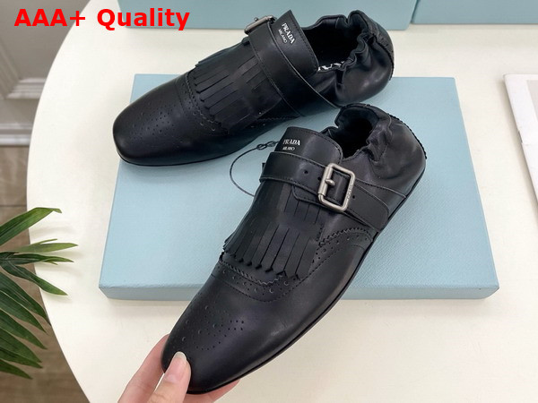 Prada Shuffle Fringed Monk Strap Shoes in Black 2EG473 Replica