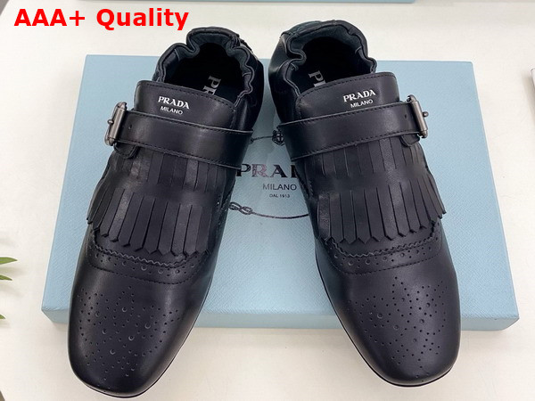 Prada Shuffle Fringed Monk Strap Shoes in Black 2EG473 Replica
