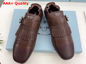 Prada Shuffle Fringed Monk Strap Shoes in Cognac 2EG473 Replica