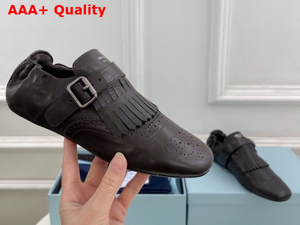 Prada Shuffle Fringed Monk Strap Shoes in Ebony 2EG473 Replica
