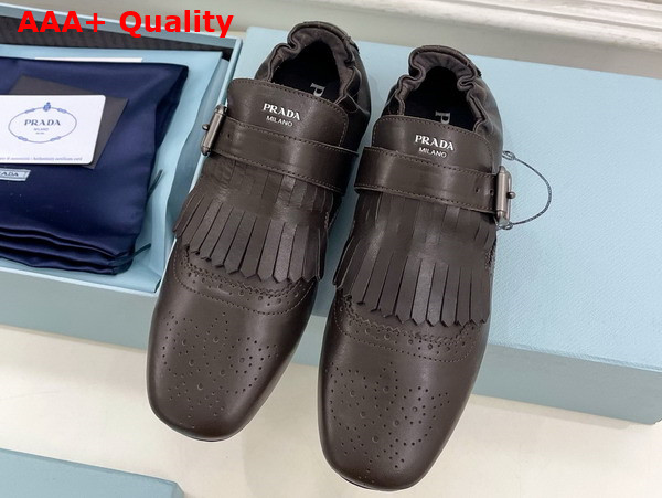 Prada Shuffle Fringed Monk Strap Shoes in Ebony 2EG473 Replica