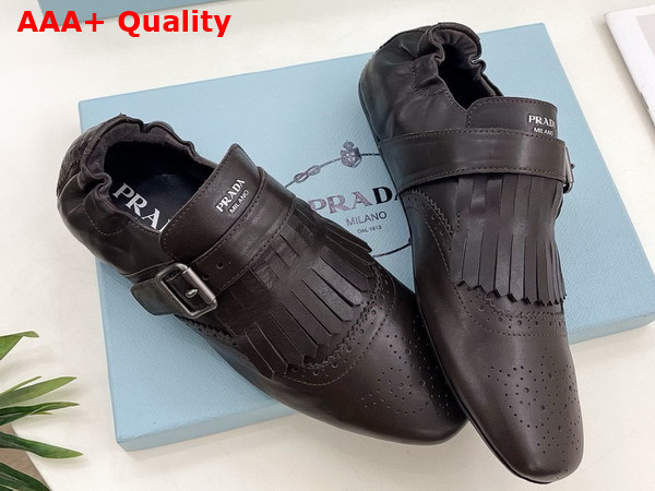 Prada Shuffle Fringed Monk Strap Shoes in Ebony 2EG473 Replica