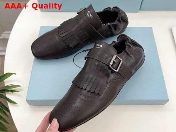 Prada Shuffle Fringed Monk Strap Shoes in Ebony 2EG473 Replica