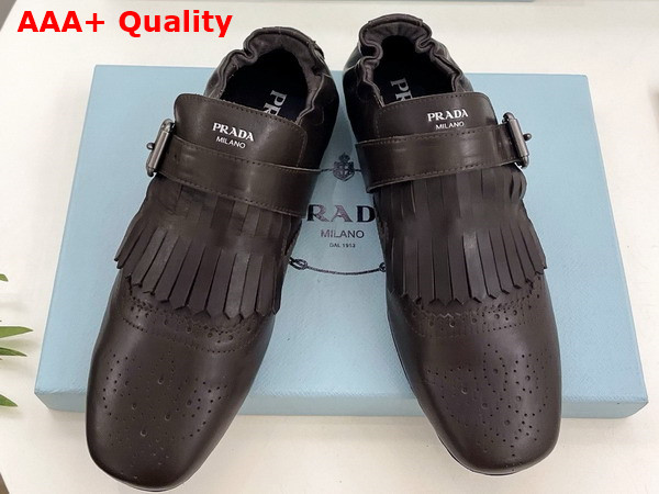 Prada Shuffle Fringed Monk Strap Shoes in Ebony 2EG473 Replica