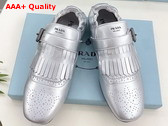 Prada Shuffle Fringed Monk Strap Shoes in Silver 2EG473 Replica