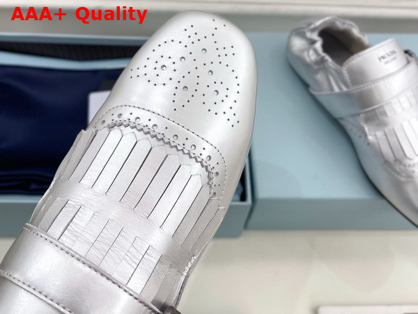 Prada Shuffle Fringed Monk Strap Shoes in Silver 2EG473 Replica
